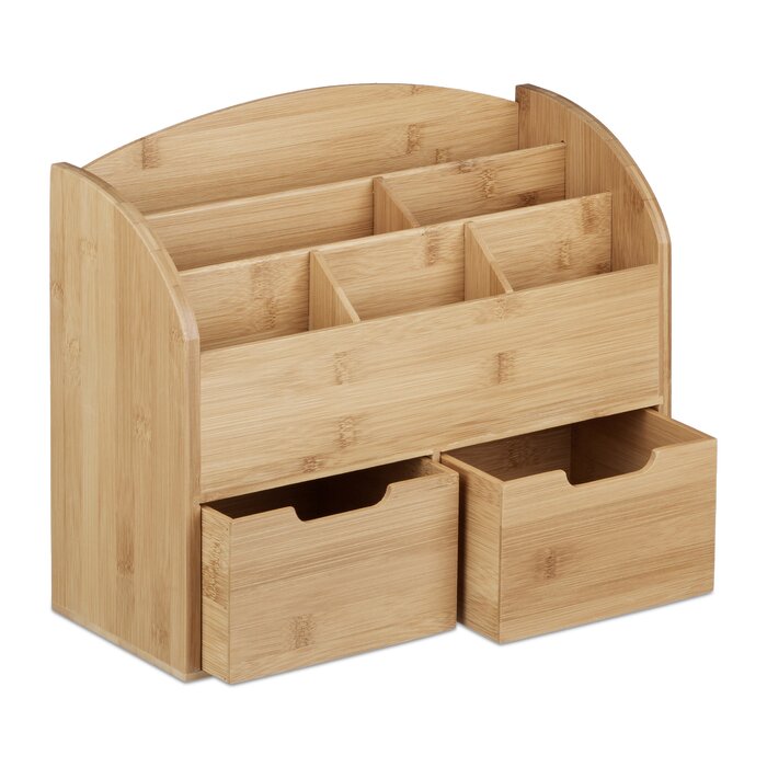 Relaxdays Bamboo 2 Drawer Desk Organiser And Reviews Uk 2905